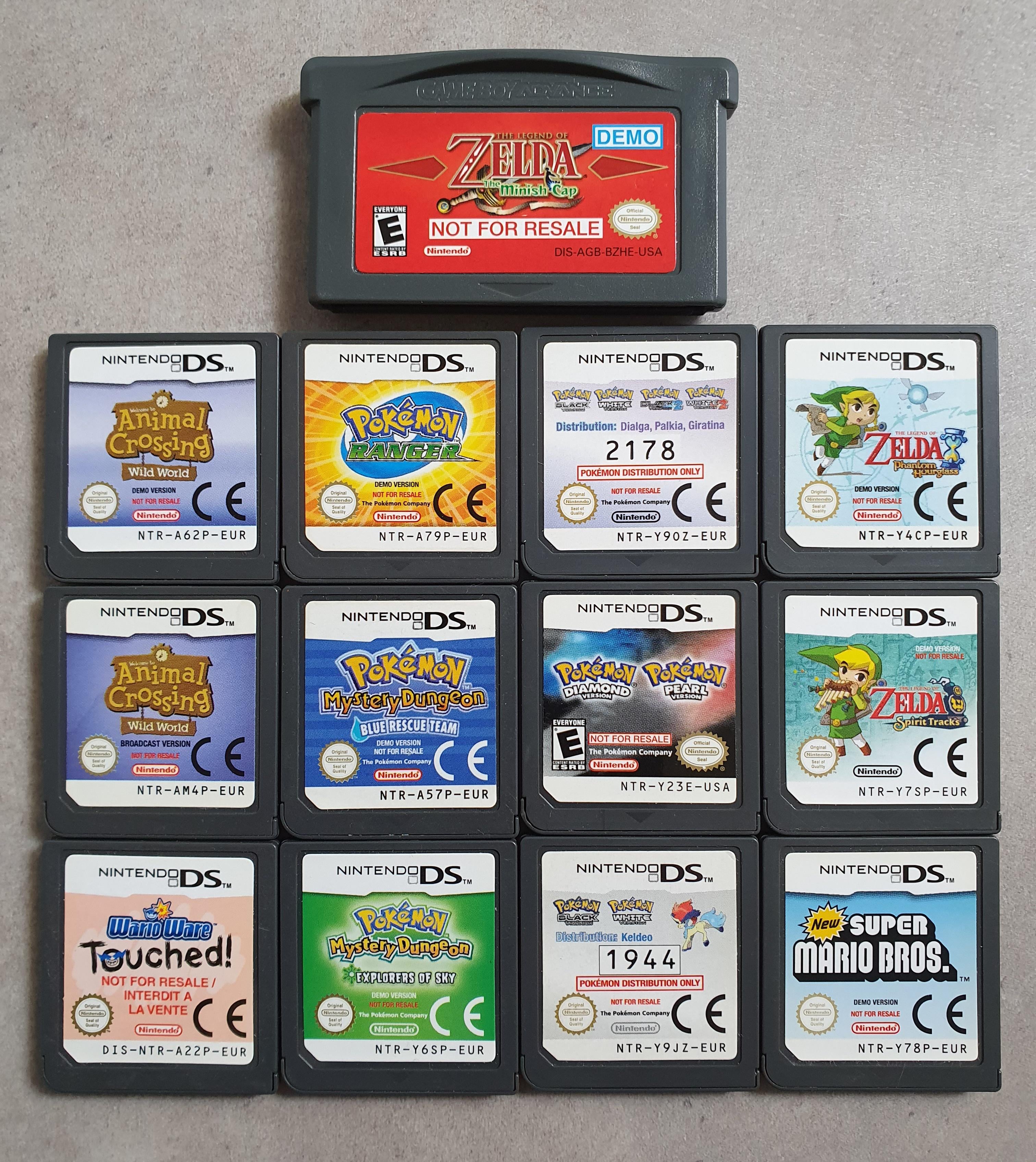 私のニンテンドーDSとGBAのデモカートリッジコレクション。ポケモンや