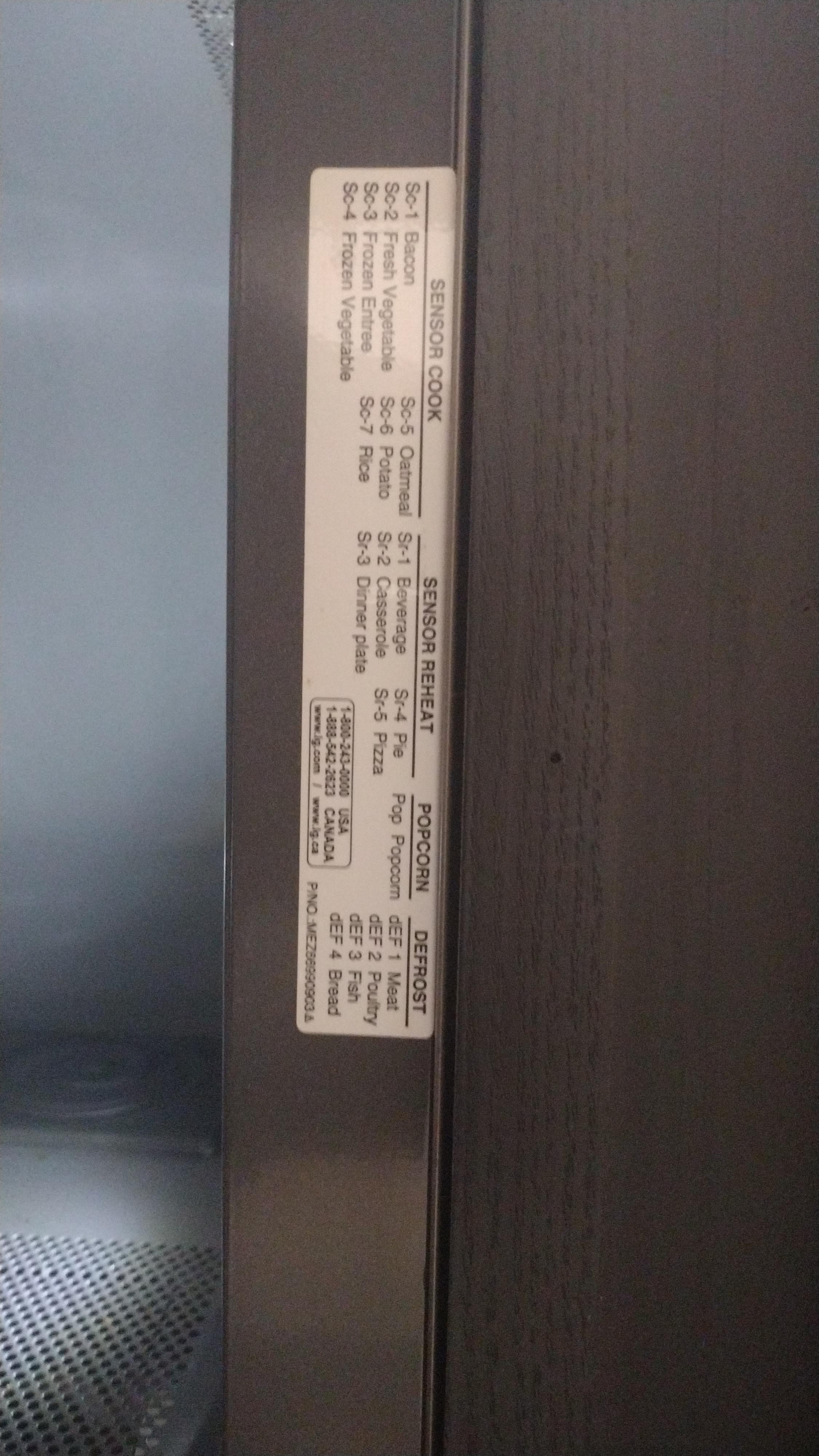 Where is the serial number on LG microwave?? : r/Appliances