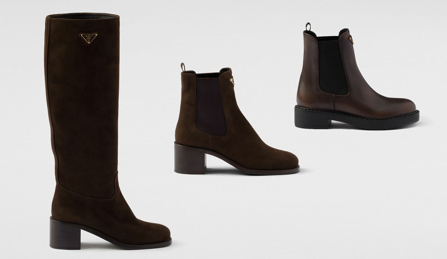 極美品・箱付PRADA ロングブーツ 36 ダークブラウン レザー - メルカリ