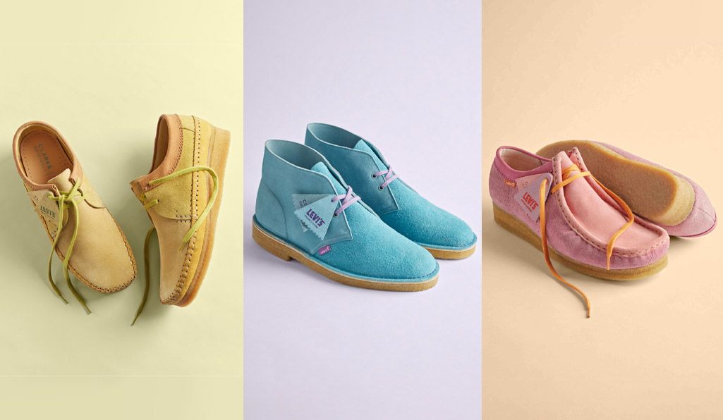 リーバイス」と「クラークス」がコラボしたポップなシューズは、大人の