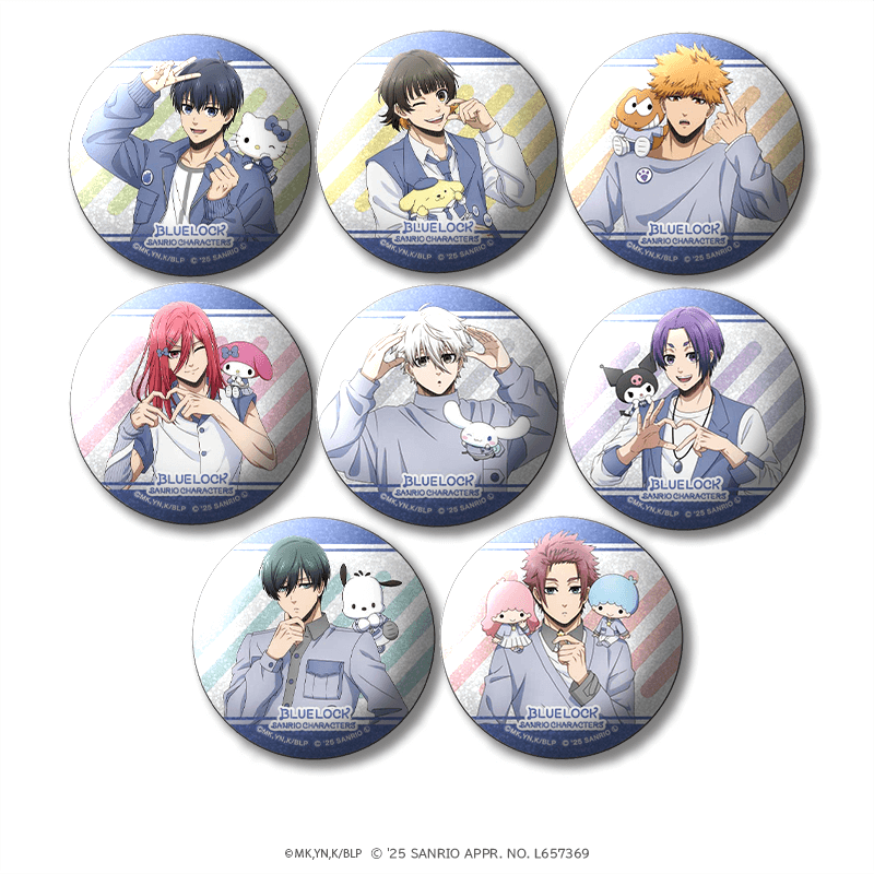 ブルーロック×サンリオキャラクターズ グリッター缶バッジ（全8種