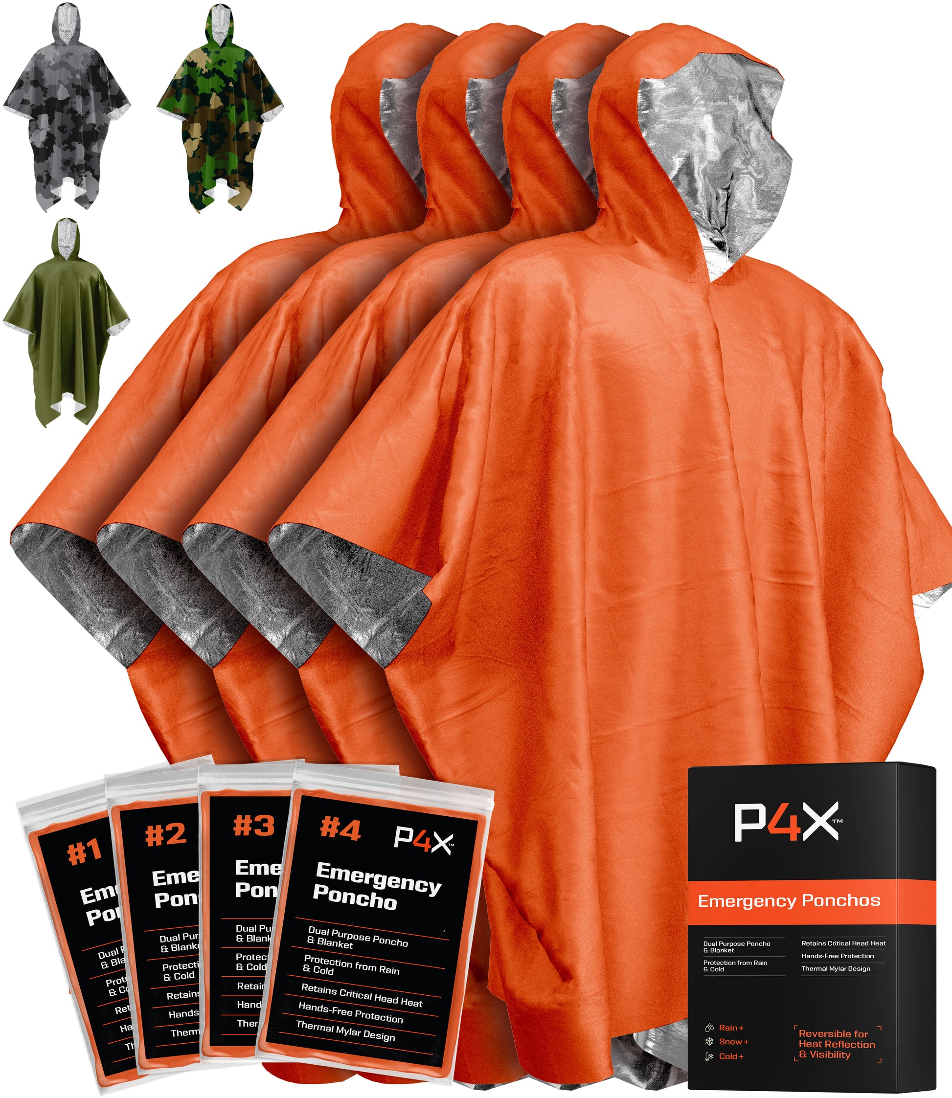 PREPARED4X Mylar Emergency Poncho
