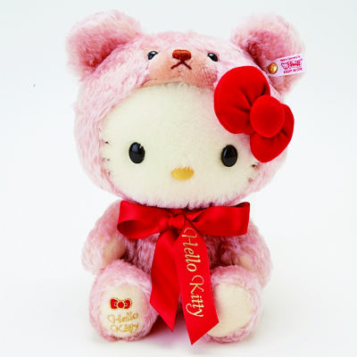 キティさんがテディベアの着ぐるみをかぶる シュタイフ×サンリオの