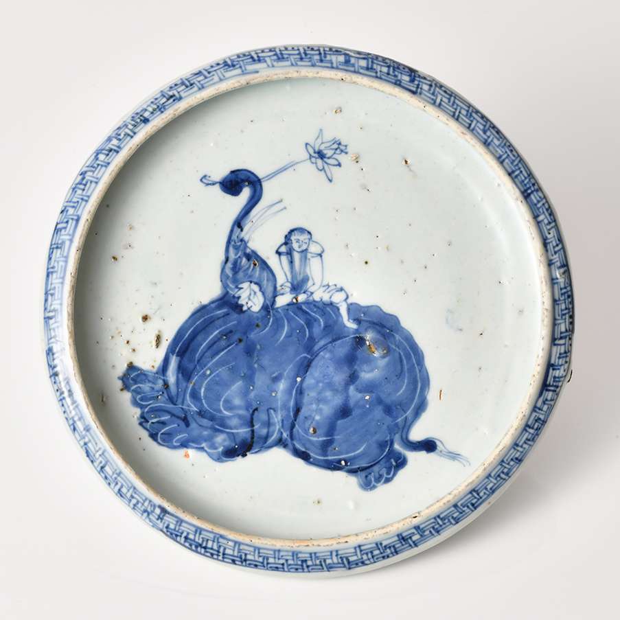 中国美術 唐物 白磁 印刻 双魚紋 碗 φ18cm 書付 仕服(K-RC959) 中国