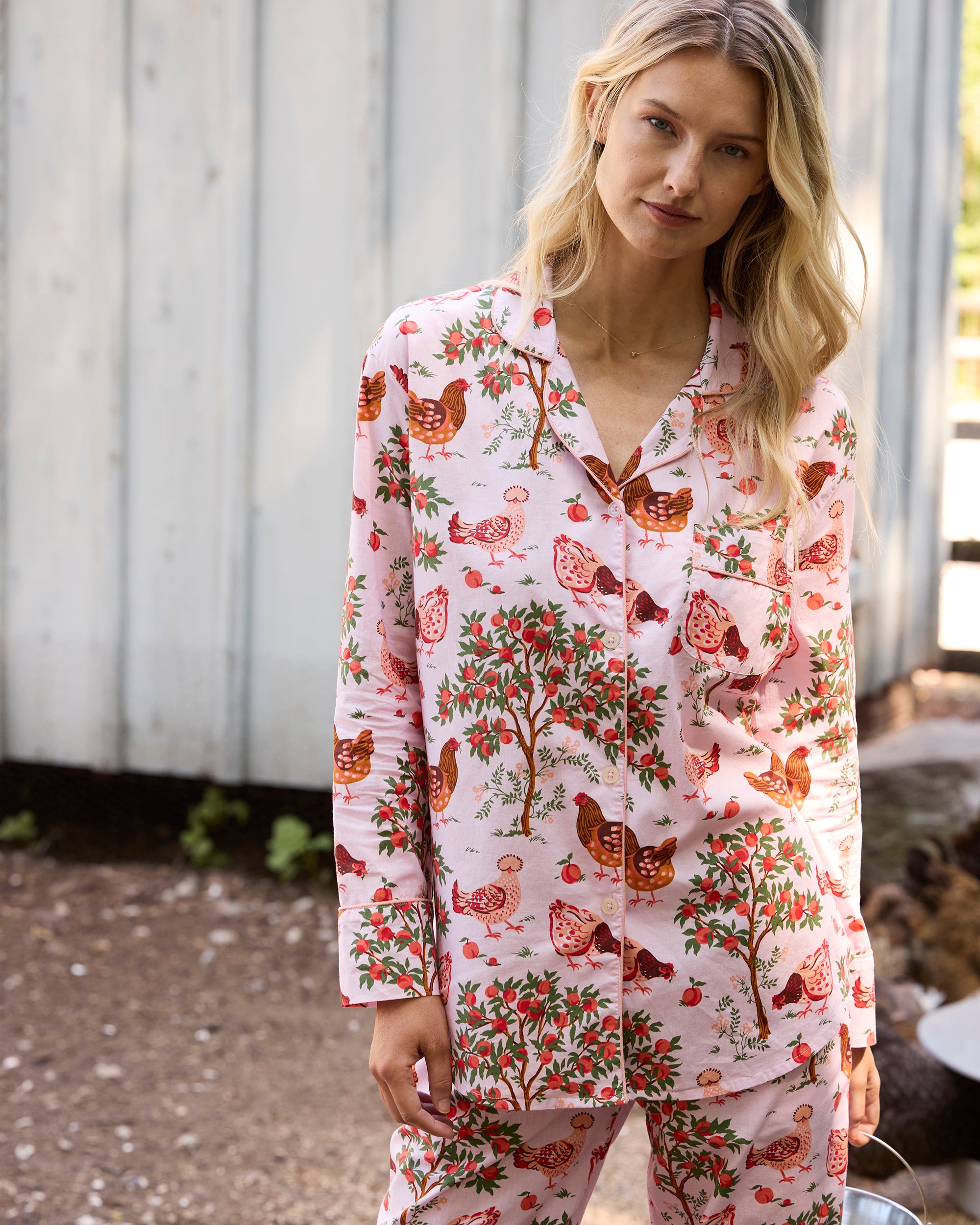 Hen House - Women's Organic Cotton Tall Long PJ Set - Ballet Pink