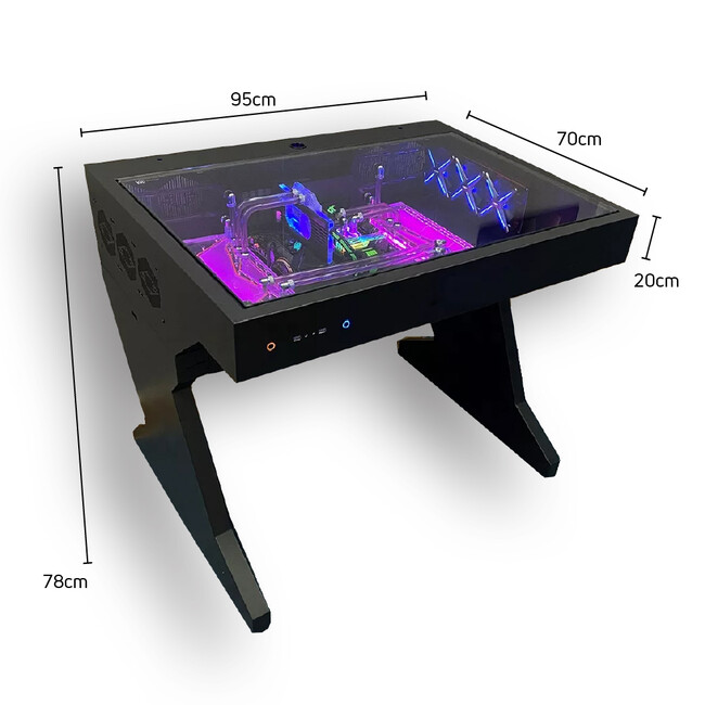 まるでテーブル筐体！】透明な強化ガラスの中にゲームPC環境を収納する