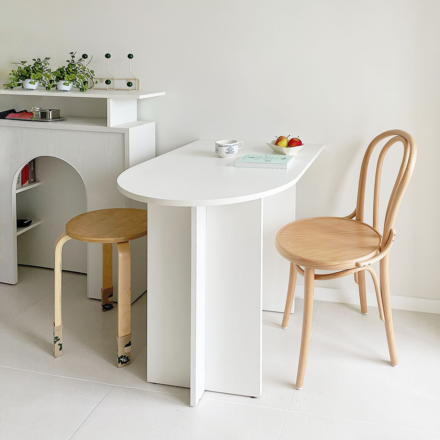 woodray ホームカフェ 半楕円 ダイニングテーブル 80cm［2色