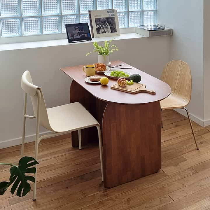 woodray ホームカフェ 半楕円 ダイニングテーブル 80cm［2色