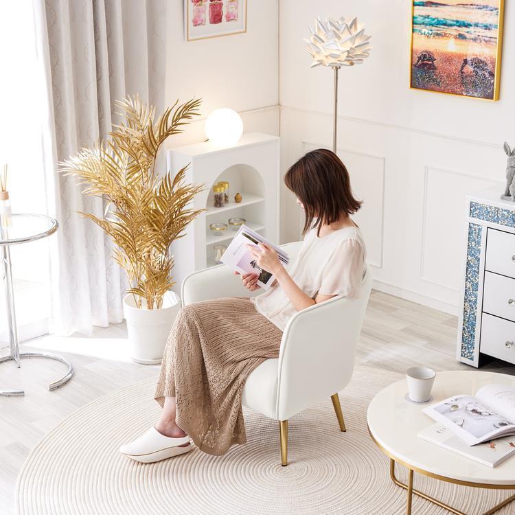 WEB限定】 ASHEL lilia 一人掛けソファ ミルクティーホワイト(ミルク