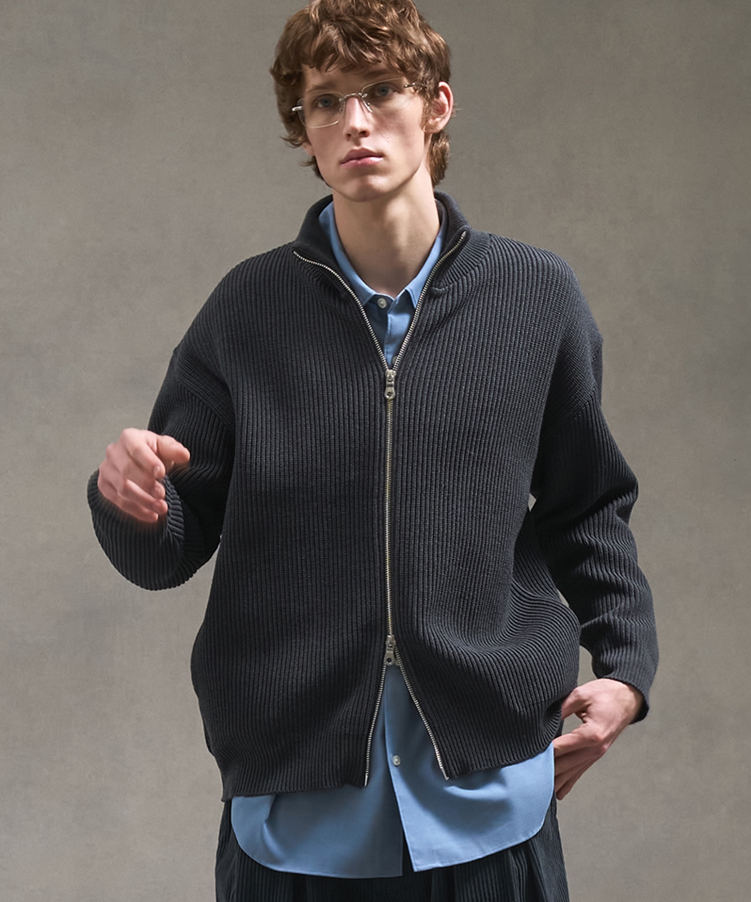 バウンドウールライトドライバーズニット(1 BLACK): : メンズ｜PUBLIC