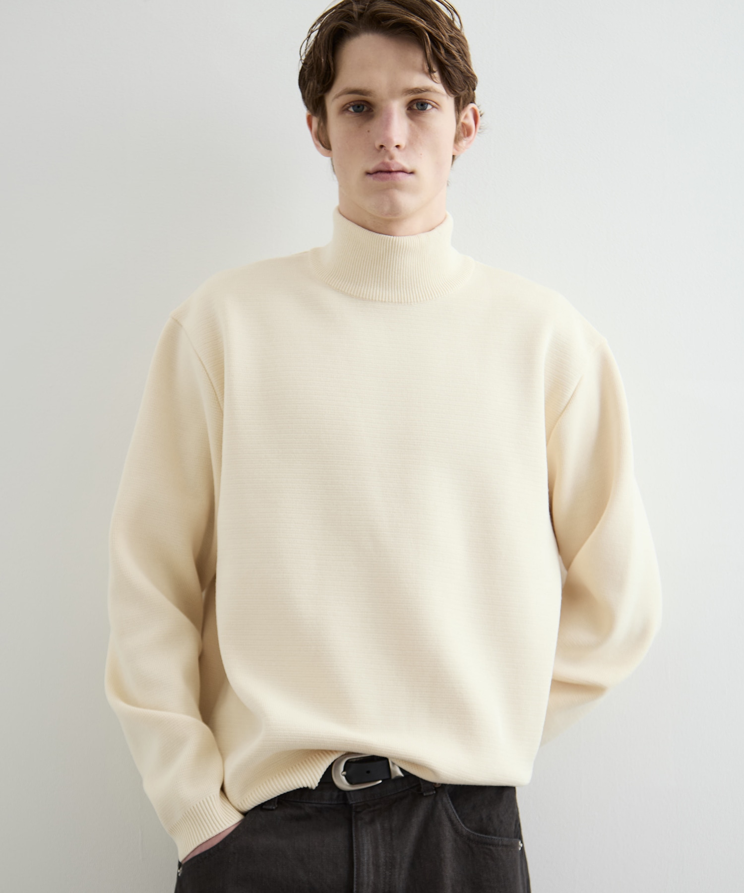 バウンドウールミラノリブハイネック(1 WHITE): : メンズ｜PUBLIC
