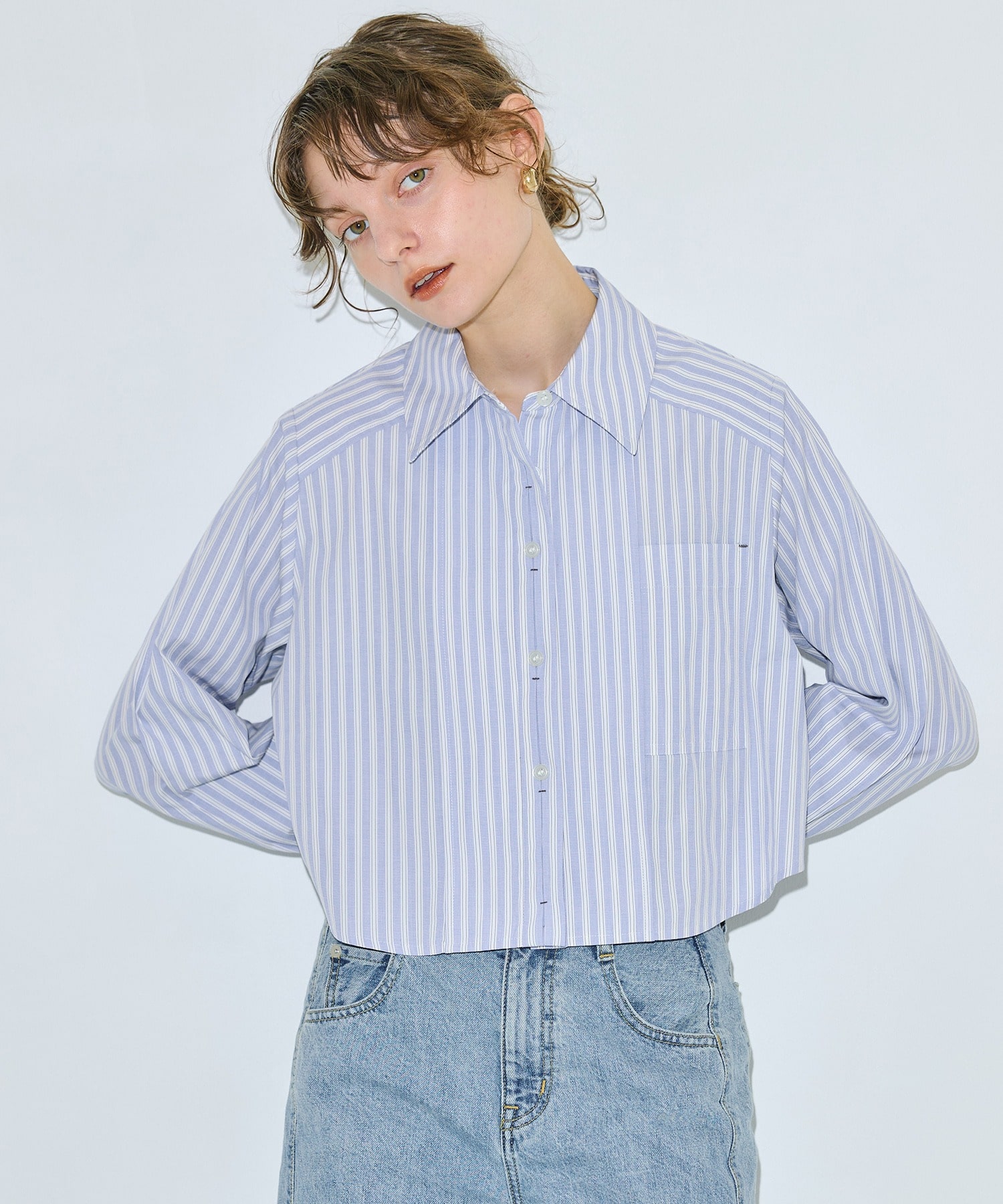 バックケープクロップドシャツ(FREE BLUE): : ウィメンズ｜PUBLIC