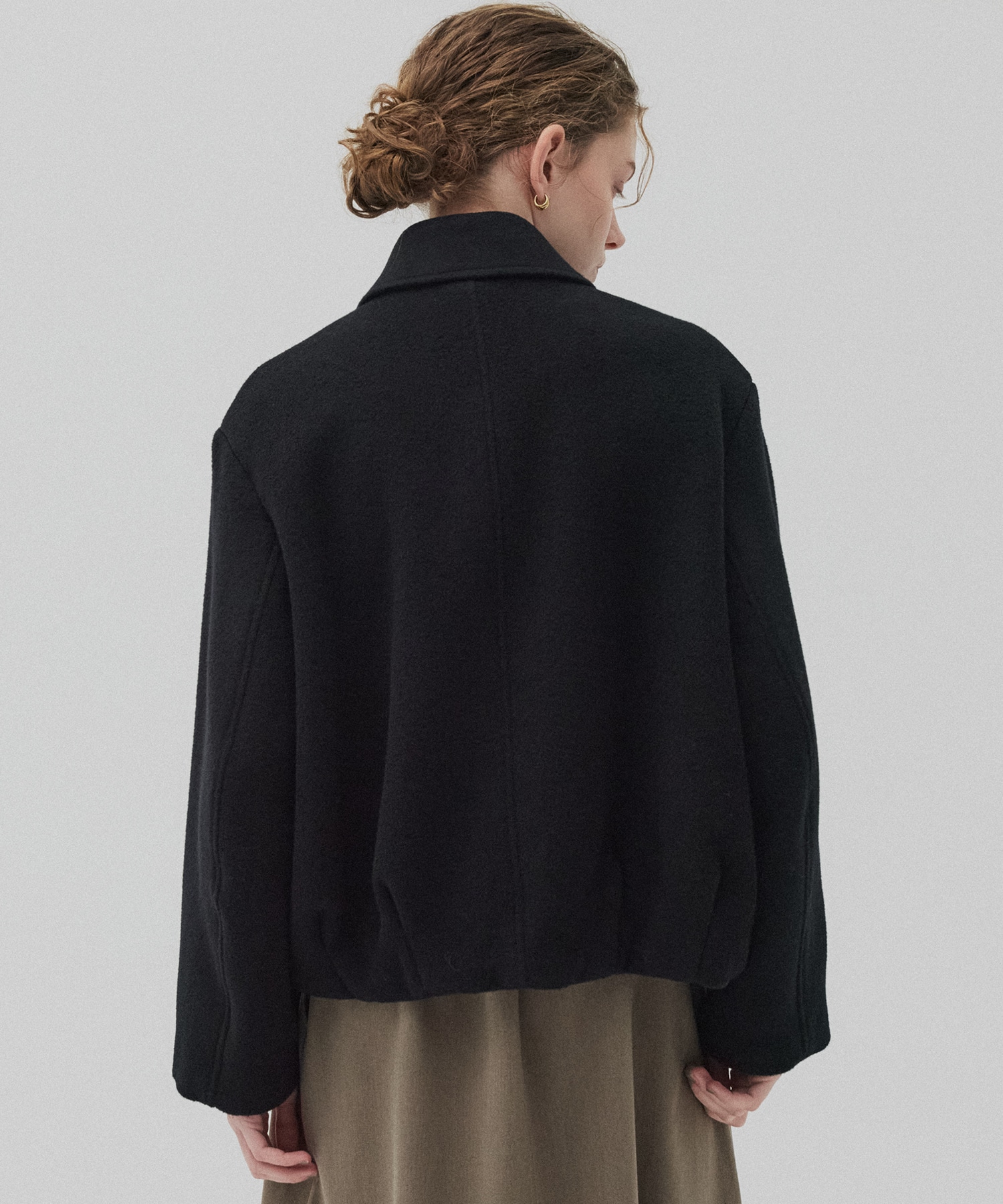 再入荷】ウールジップタックショートコート(1 BLACK): : ウィメンズ