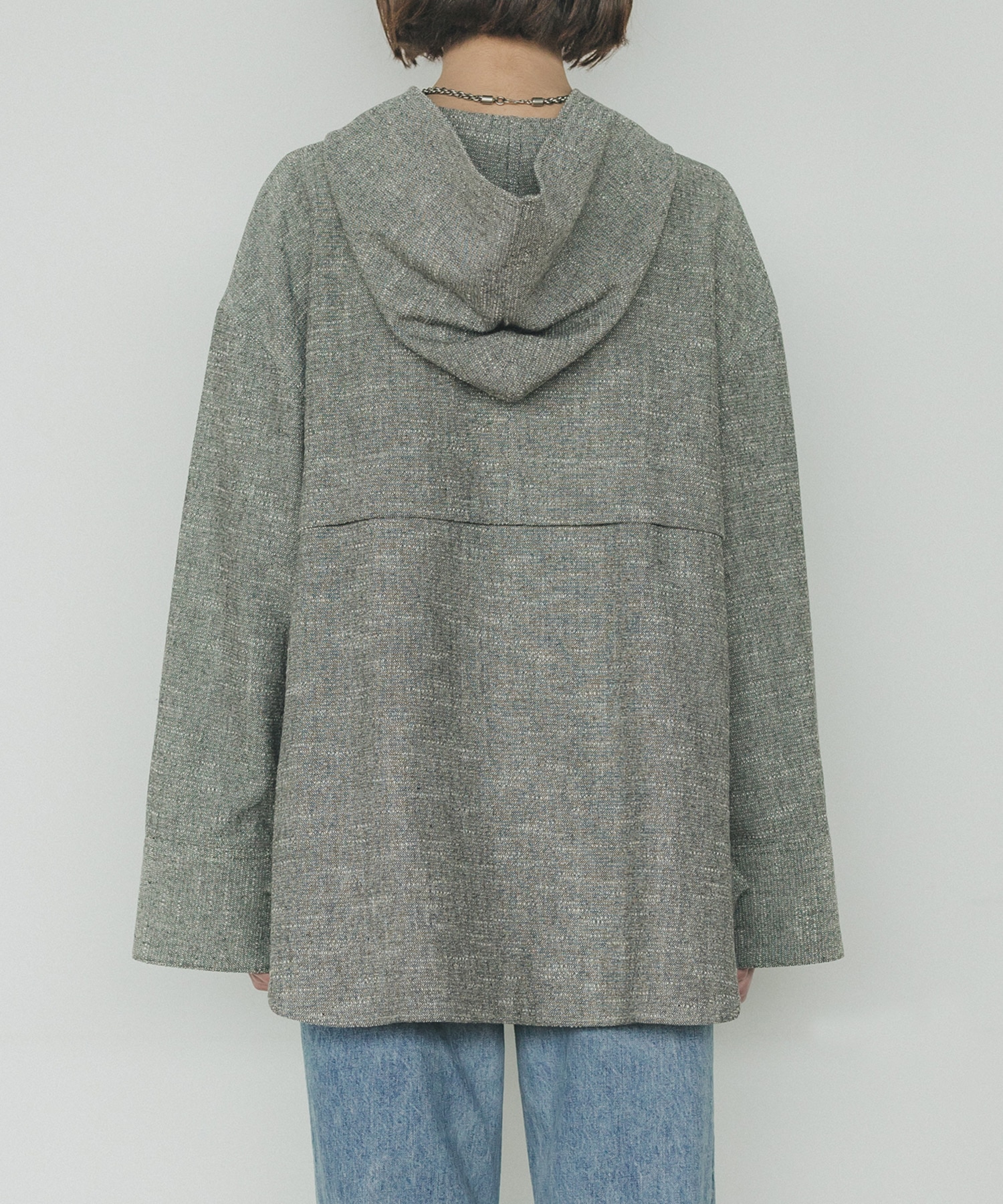 残りわずか〉ネップツイードフーディシャツ(FREE DARK GREY