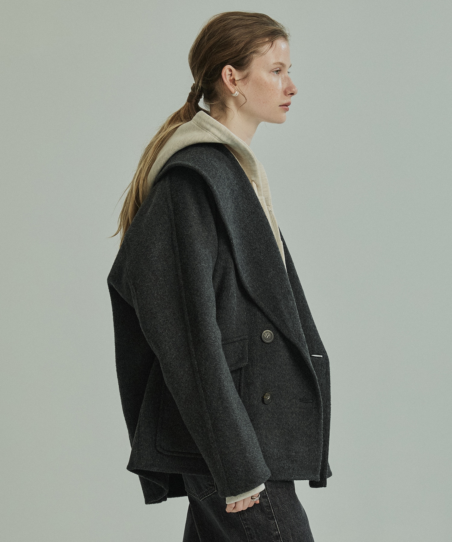 カシミヤリバーショールカラーコート(FREE DARK GREY): : ウィメンズ