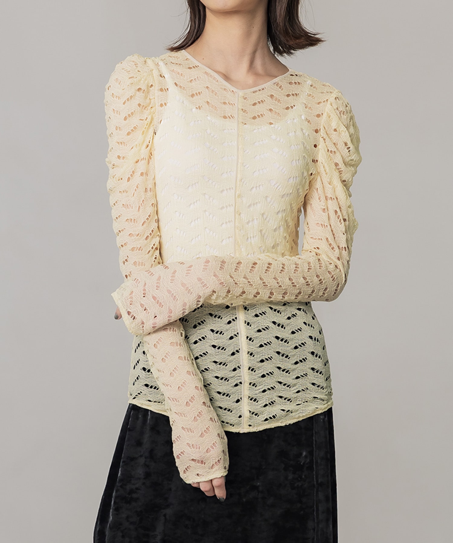 ギャザースリーブレースTOP(FREE IVORY): : ウィメンズ｜PUBLIC TOKYO