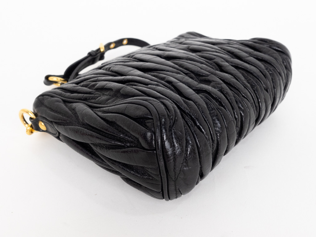 MiuMiu Contenitor Matelasse Luxe Padlock Black Mini Shoulder Bag