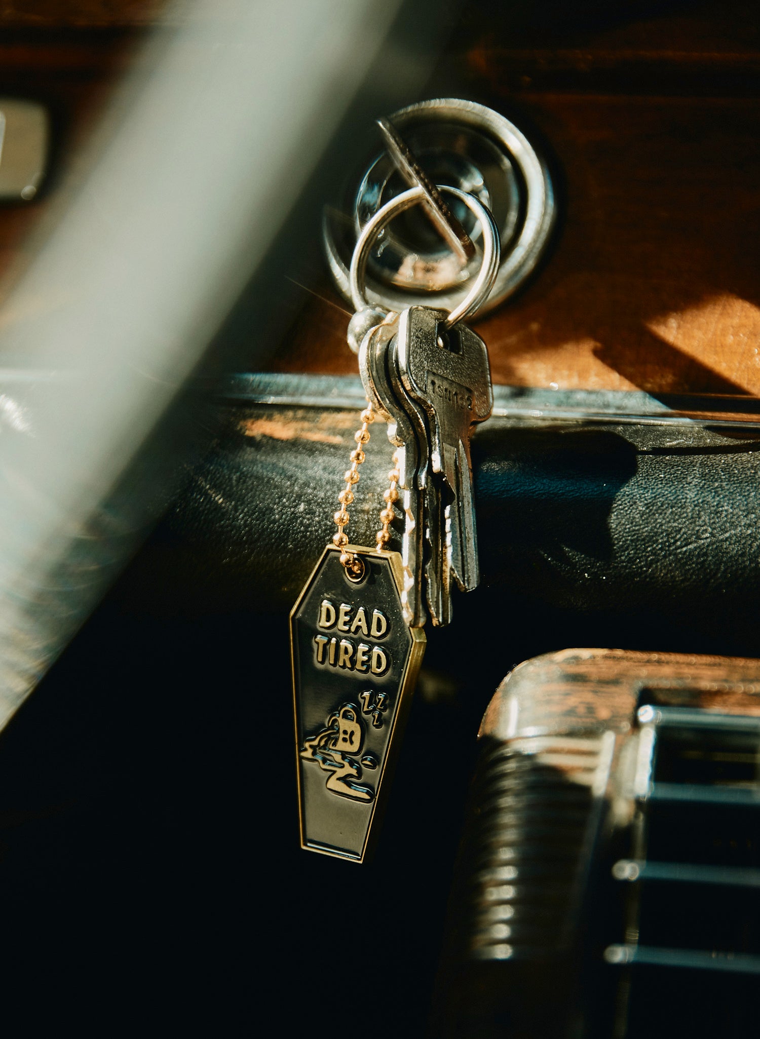 Dead Tired Metal Coffee Coffin Keychain | Pyknic