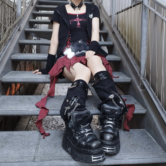 NEW ROCK / ANKLE BOOT BLACK TOWER WITH LACES 厚底シューズ（NR002