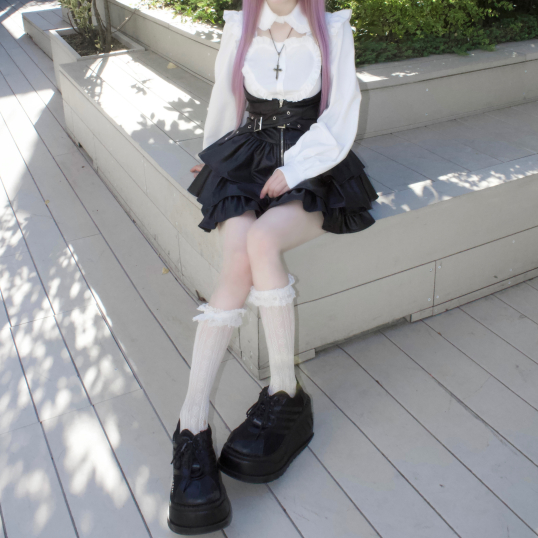 IMVAL / Frill Leather Dress [BLK] - QOOZA