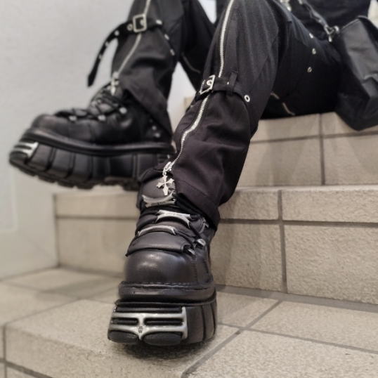 NEW ROCK / ANKLE BOOT BLACK TOWER WITH LACES 厚底シューズ（NR002