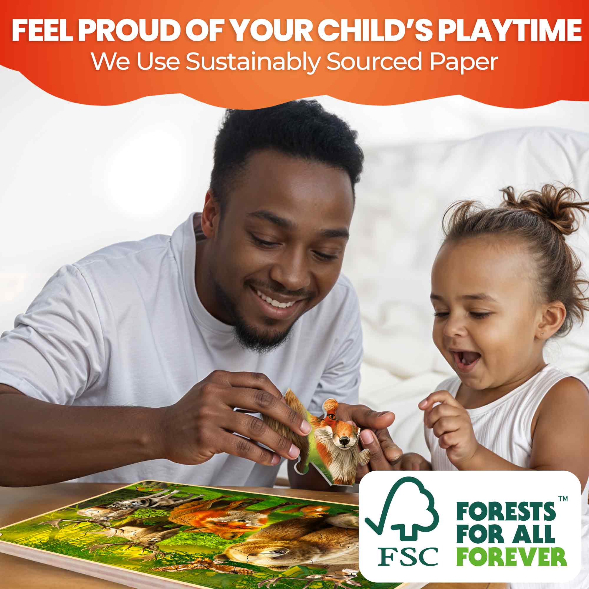 4 Set 48 Pcs Wooden Puzzles for Kids | Africa, Ocean & Wild Animals