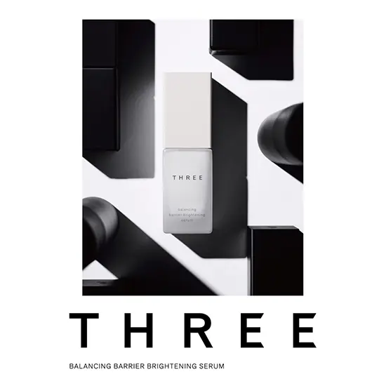 THREE、医薬部外品×精油科学の「Balancing Barrier Brightening Serum