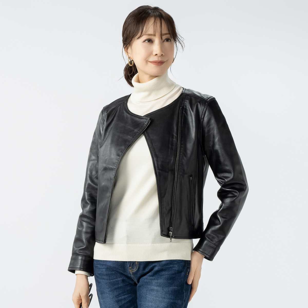 LEATHER Edition シープレザーノーカラーライダース LEATHER Edition