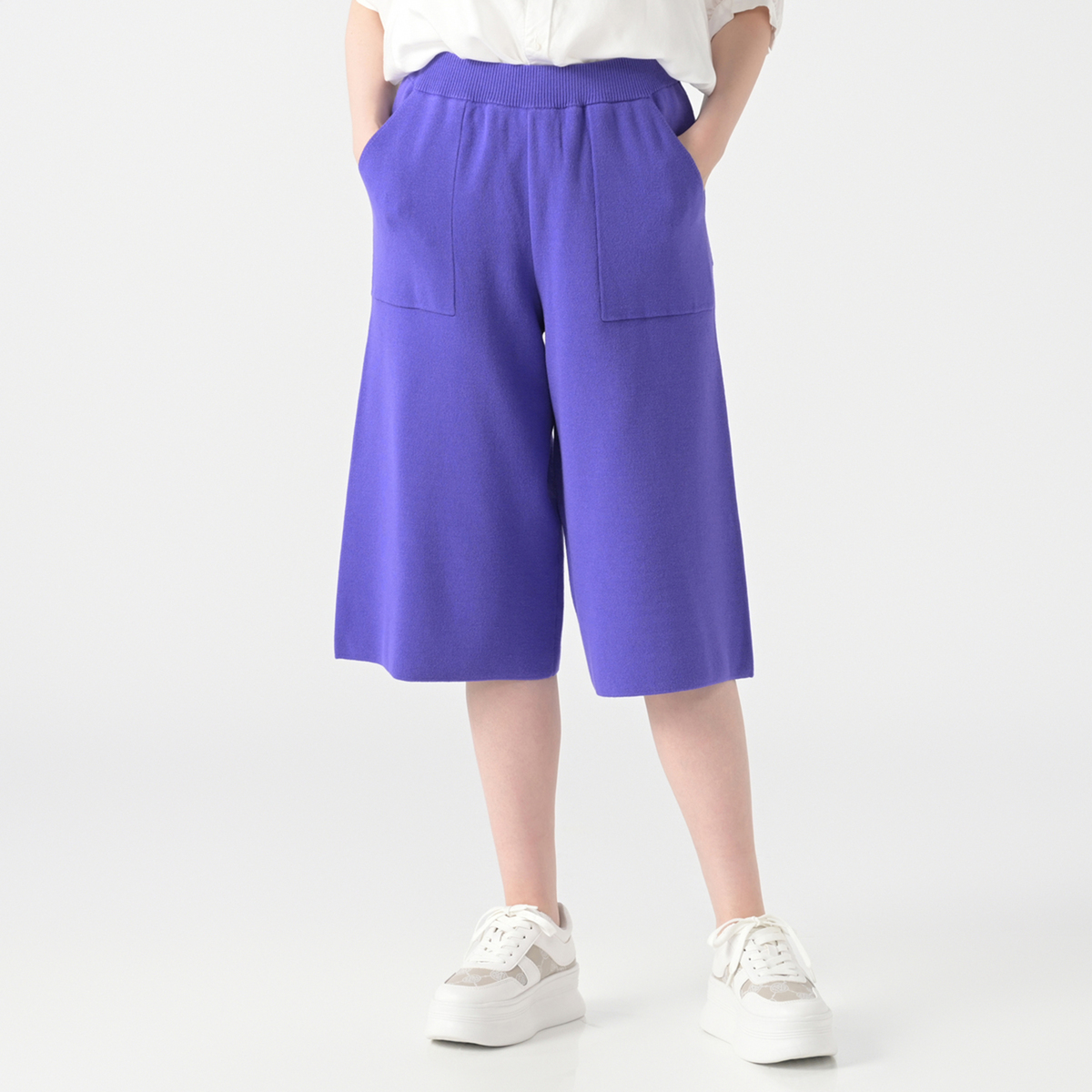 Anne Coquine コアスパンヤーンニットガウチョパンツ アンコキーヌ