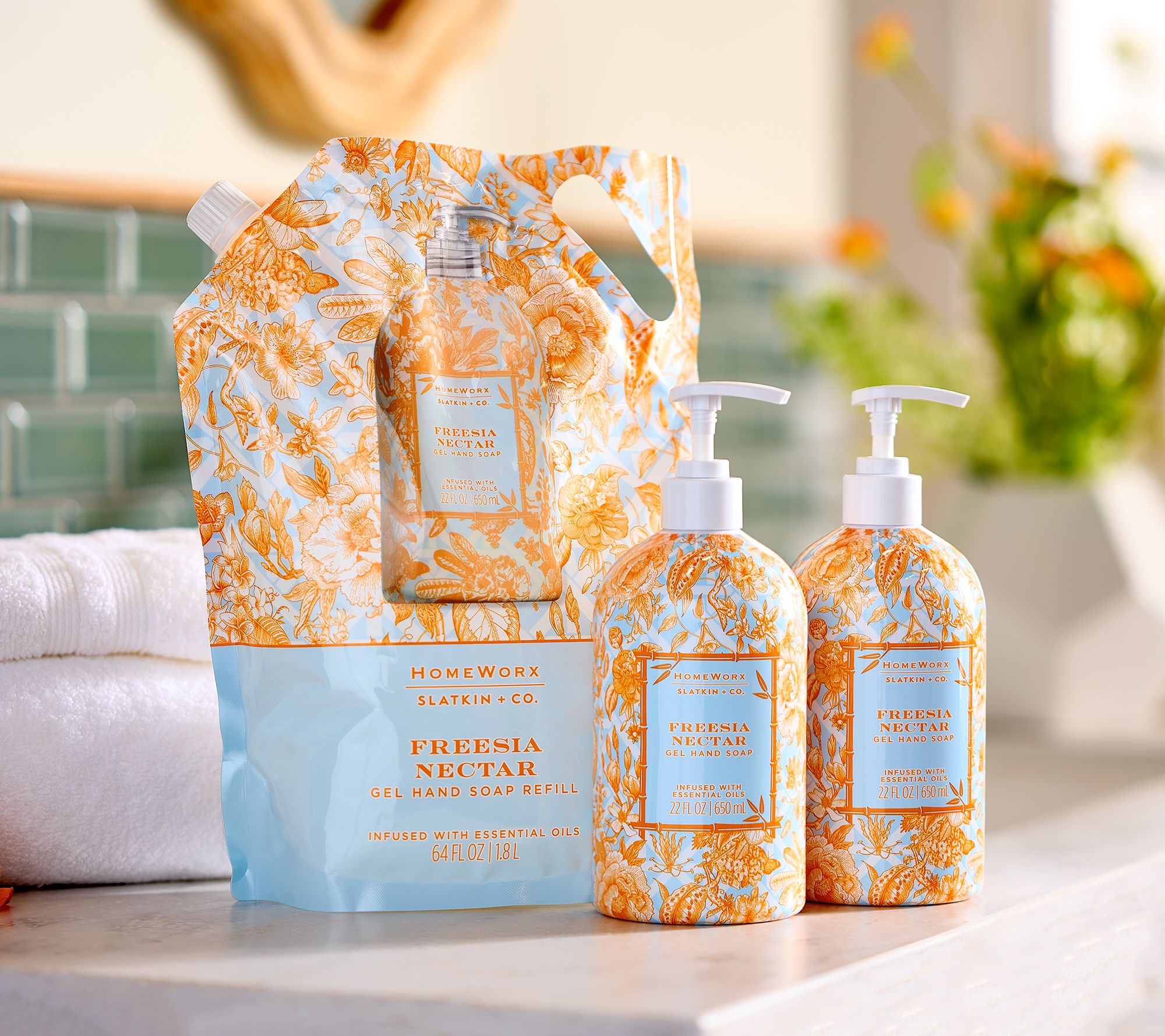 HomeWorx by Slatkin + Co. S/2 22-oz Gel Hand Soaps & 64oz Refill