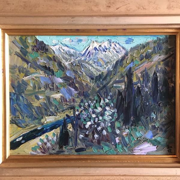 小林和作 油絵 「越中の山の春」 4号 雪解け 額付き 23.10.29ー7 小林
