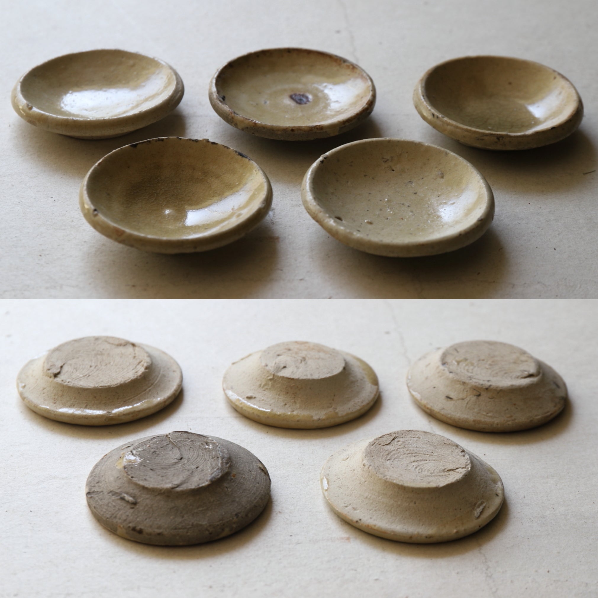 江戸時代 古瀬戸 灰釉豆皿 5客揃（1603–1867 CE） | 入蘆花（ロカニイル）