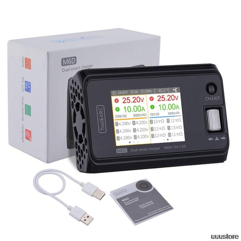 ToolkitRC M6D 充電器 - 500W 15A DC デュアルチャンネル ミニ