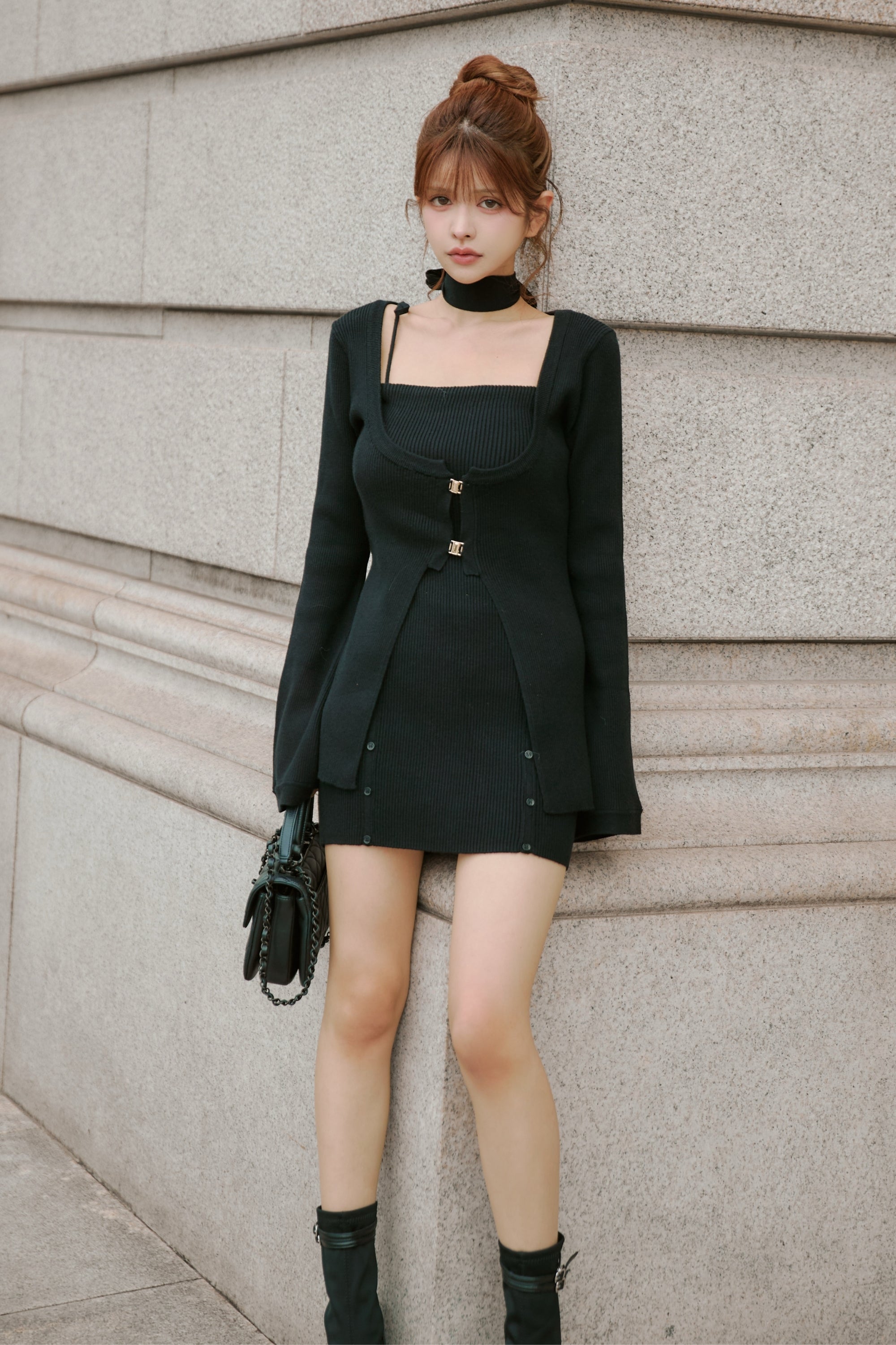 アシンメトリーバックルハウンドワンピース – Randy