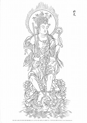 □047-水天（すいてん） A3-1000 - 仏画工房 楽詩舎 ネットShop 白描画