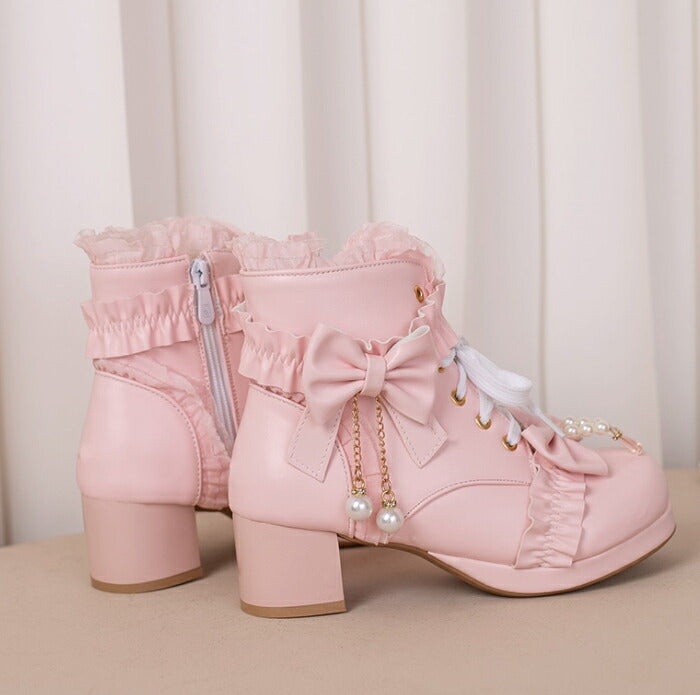 7日内出荷】【5cm ヒール】厚底ブーツ ロリータ ブーツ レディース