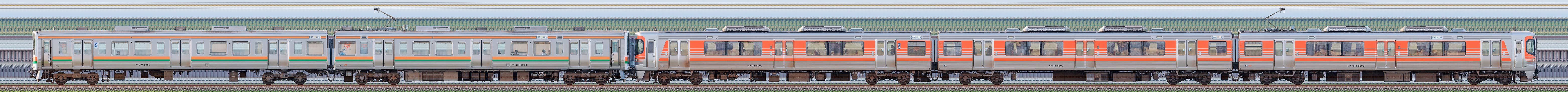 JR東海静岡車両区211系6000番台GG9編成＋313系8000番台S3編成（海側