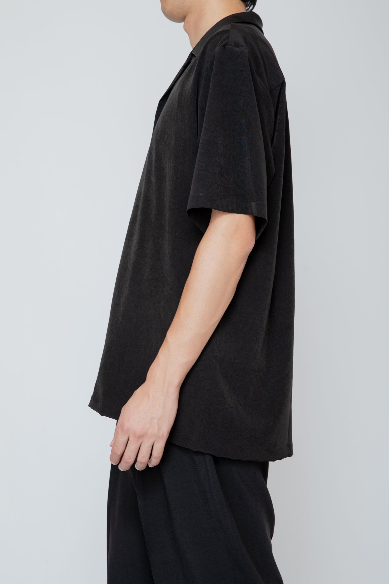 OPEN COLLAR S/S SHIRT / BLACK – RAINMAKER KYOTO