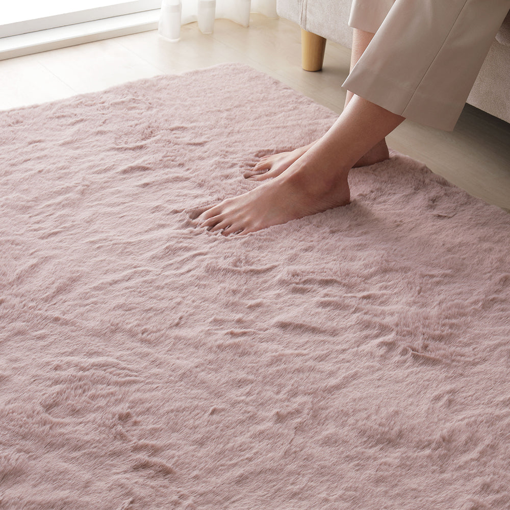 ふわふわのラビットファー調ラグ 約130×180cm(長方形)/床暖房・ホット