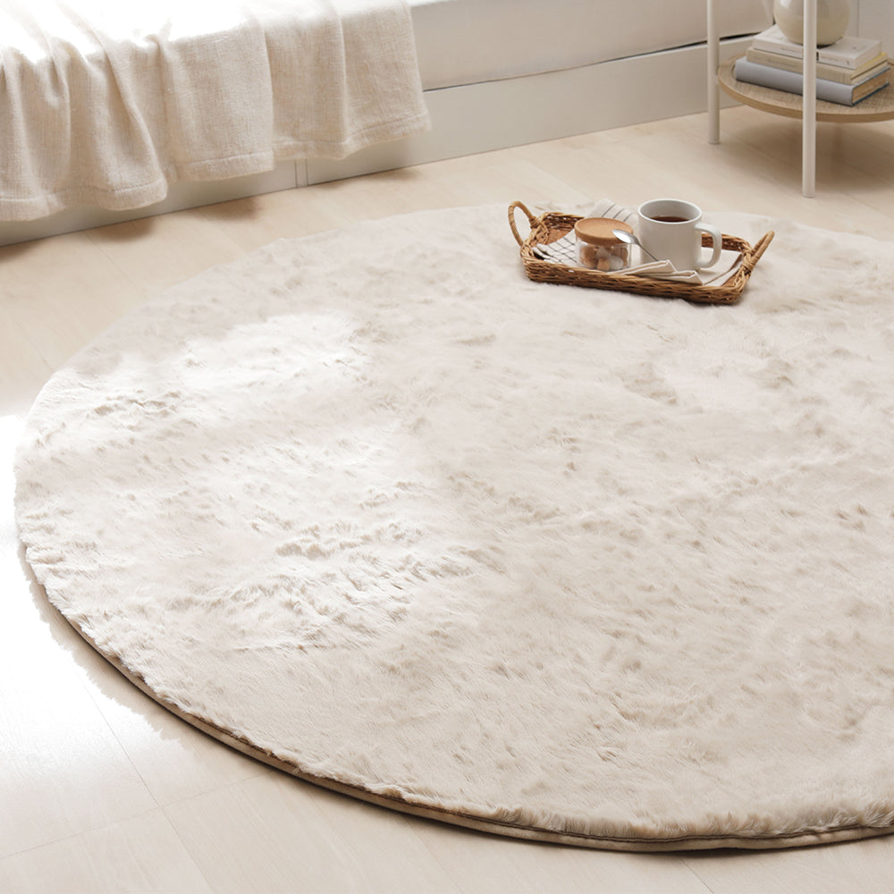 ふわふわのラビットファー調ラグ 直径約140cm(円形)/床暖房・ホット