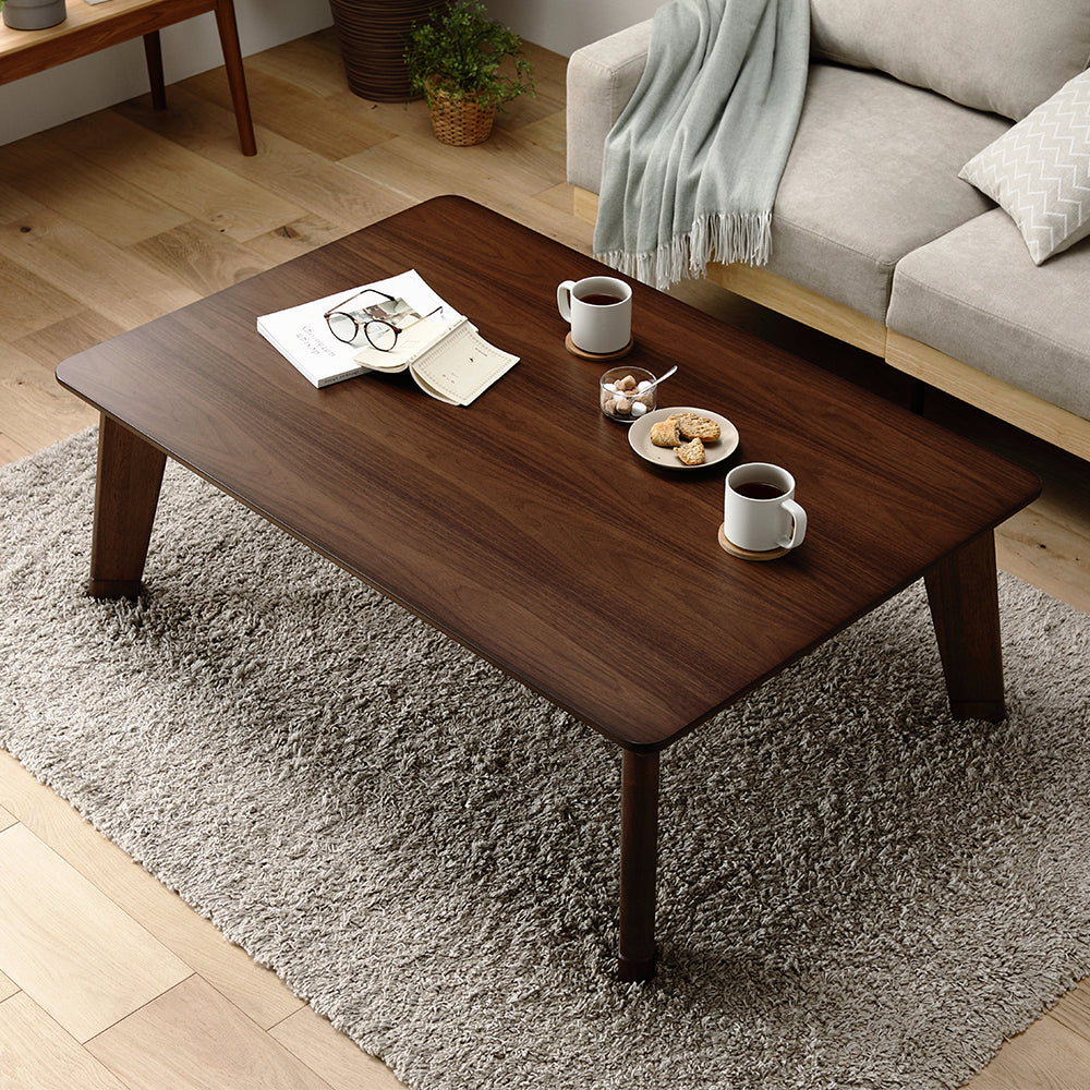 継脚式 超薄型ヒーター 天然木突板 こたつテーブル 75×105cm(長方形