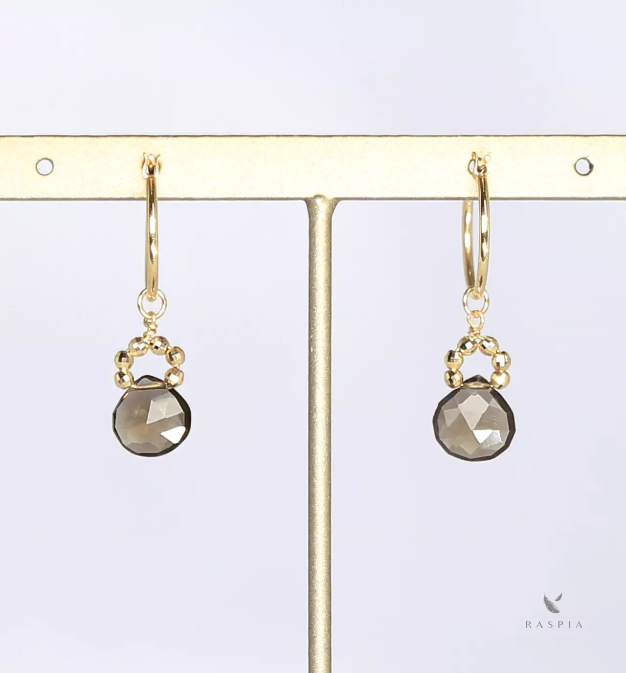 スモーキークォーツ K18クロッシングピアス ~RADIANT MOMENTS