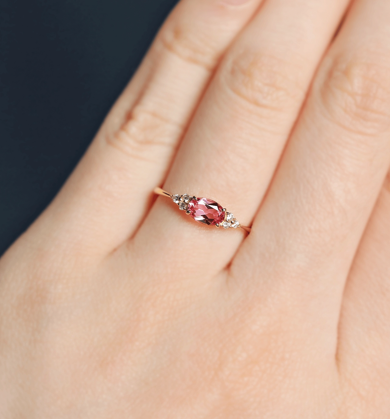 アヤナスピネル(ピンクスピネル) ＆ダイヤモンドK18リング オーバル