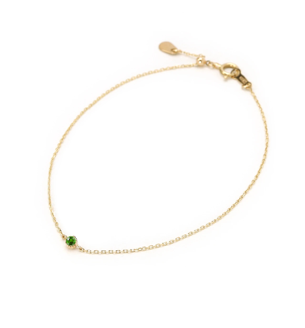 1月誕生石 K10 ツァボライト(グリーンガーネット)の一粒ブレスレット