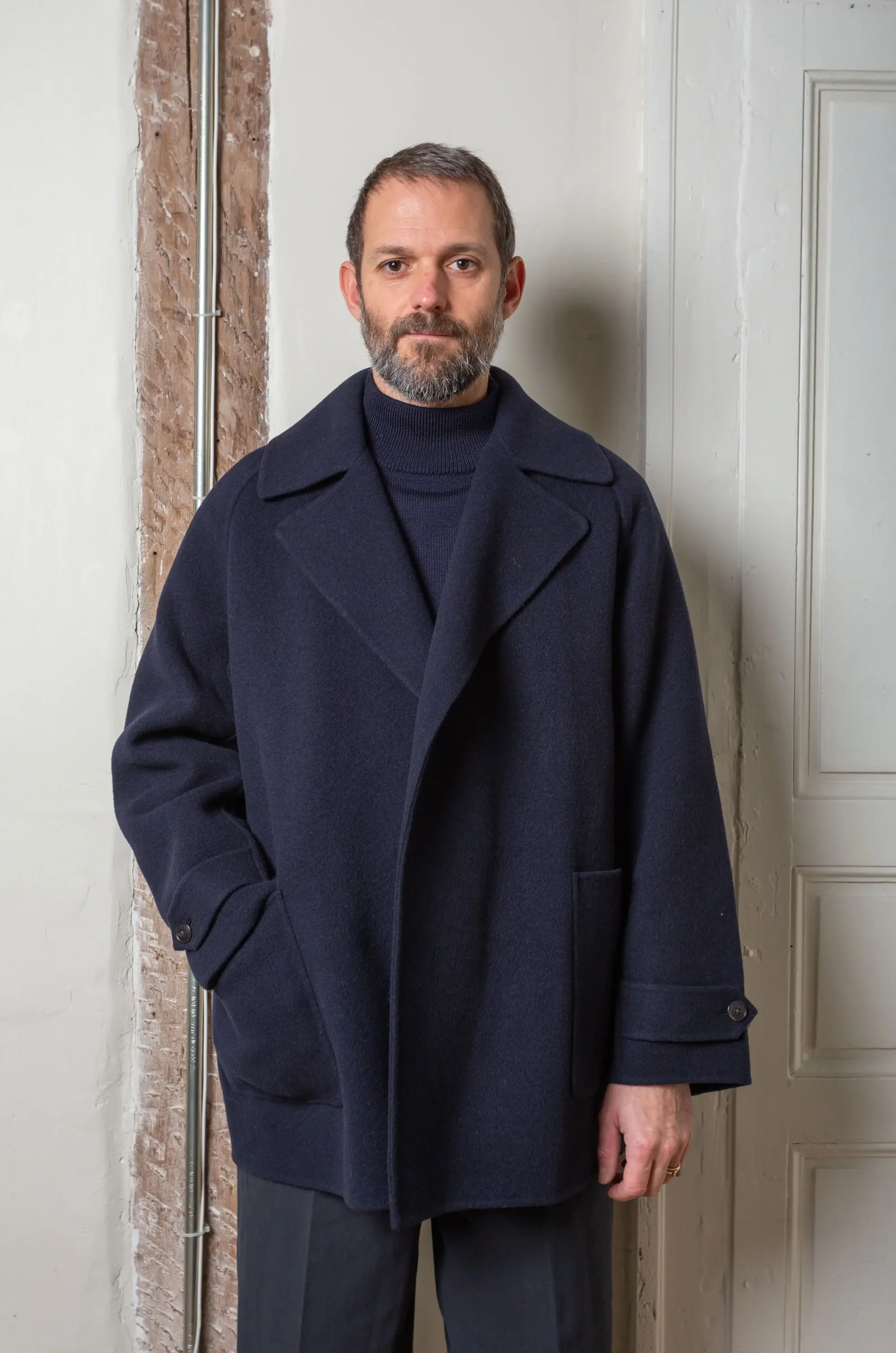 Ylève - Wool Double Cloth Sheep Co Navy - Rendez-Vous Store