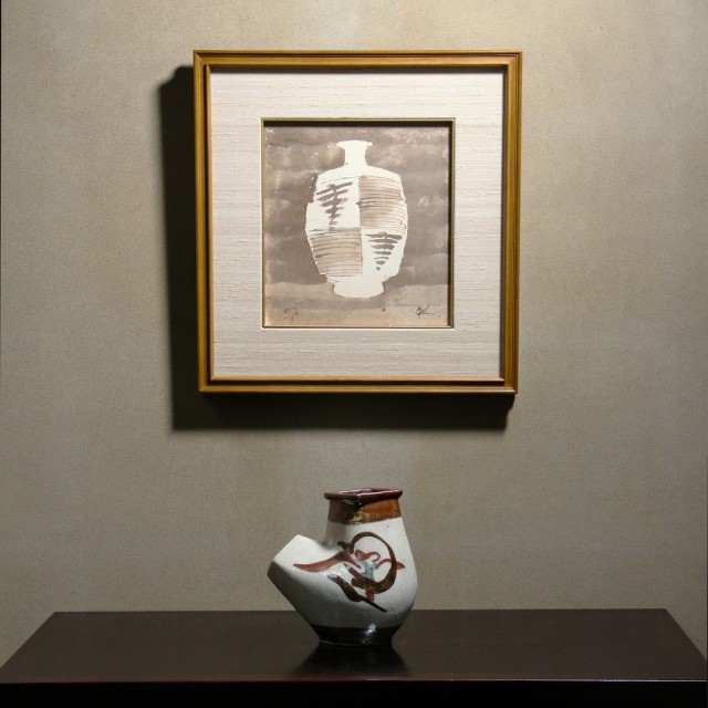 バーナード・リーチ 「額 素描 扁壷図」 | 京都祇園の古美術、古陶磁