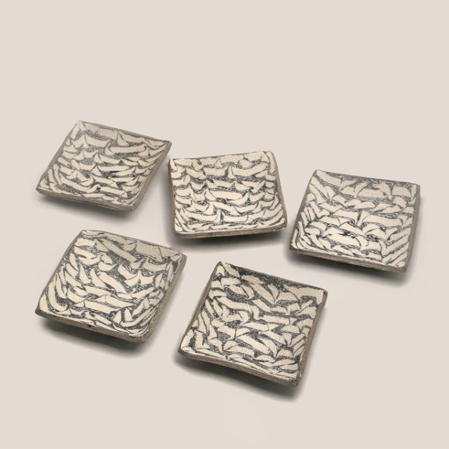 松井 康成 「練上嘯裂銘々皿 5客組」 | 京都祇園の古美術、古陶磁