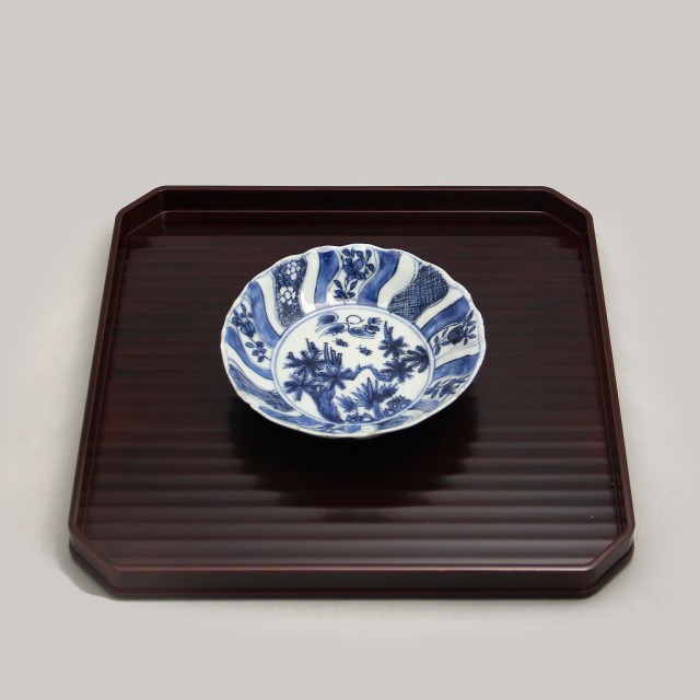 古染面取り祥瑞仙人文 銘々皿揃 古染面取り祥瑞仙人文 銘々皿揃