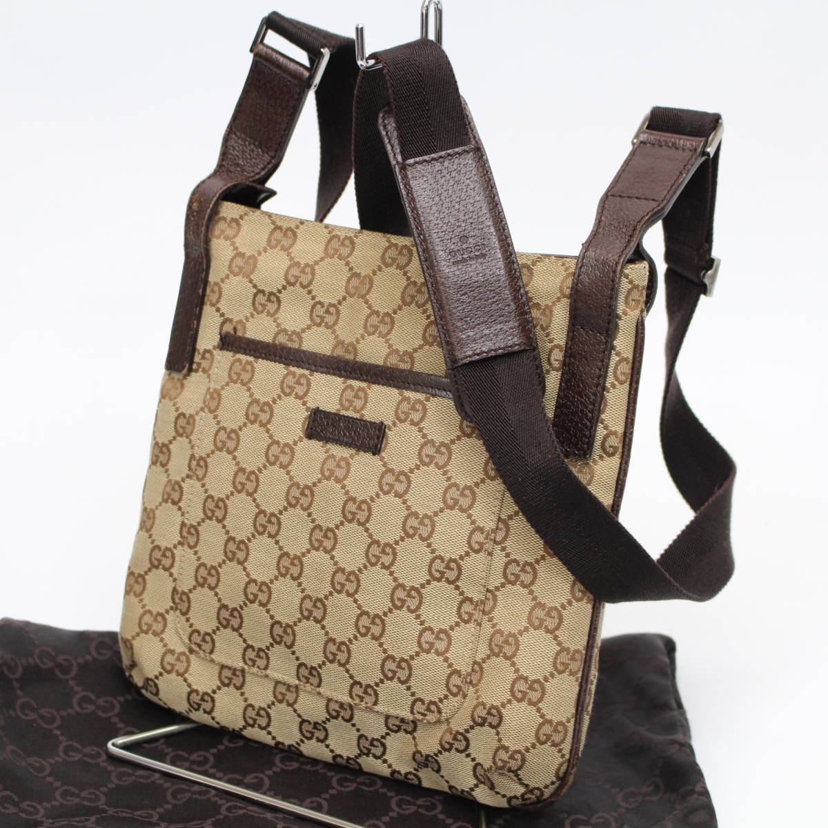 GUCCI ショルダーバッグ キャンバス GG 茶色 総柄 122793 グッチ