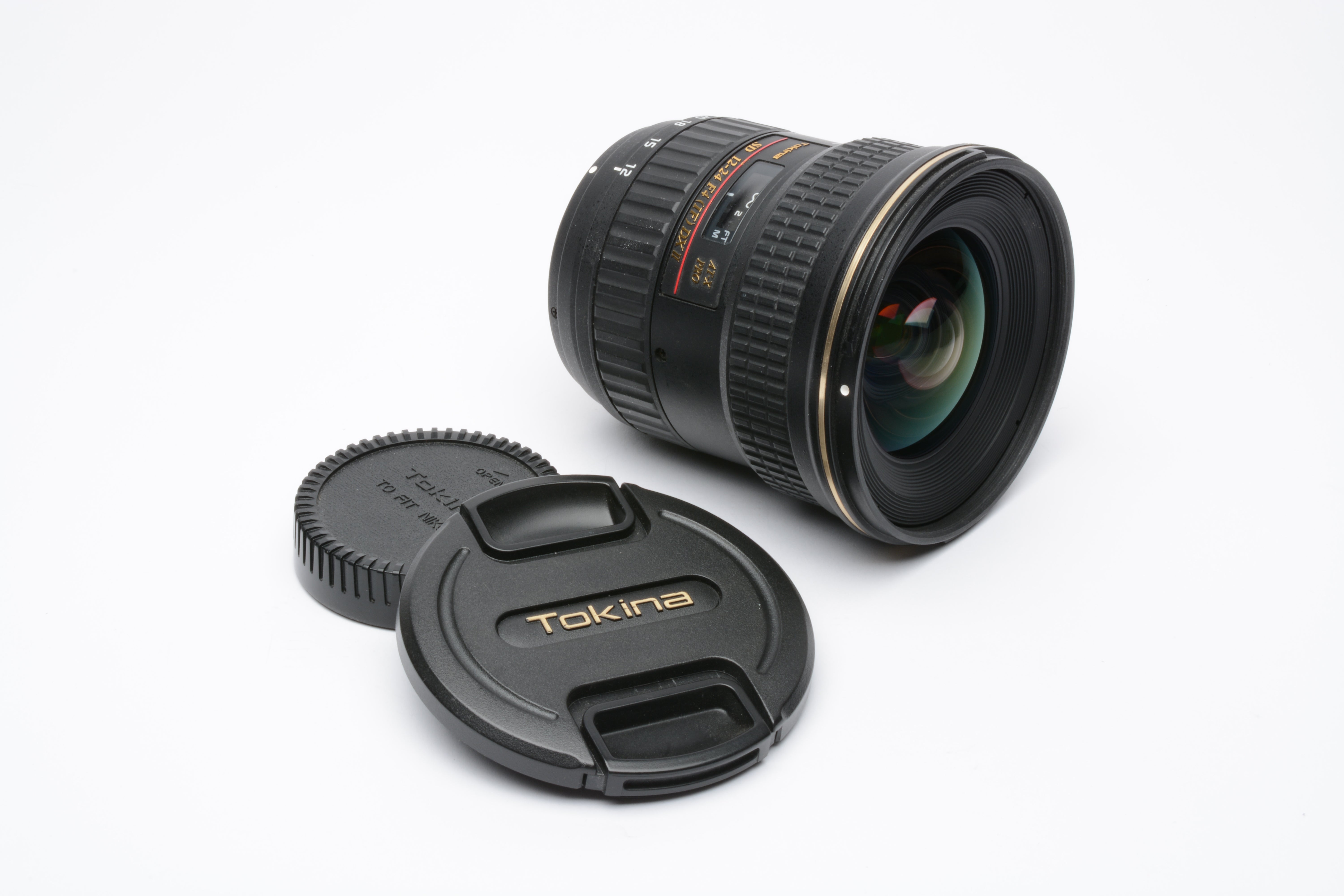 Tokina SD AF 12-24mm f4 IF DX II AT-X Pro for Nikon, caps, nice